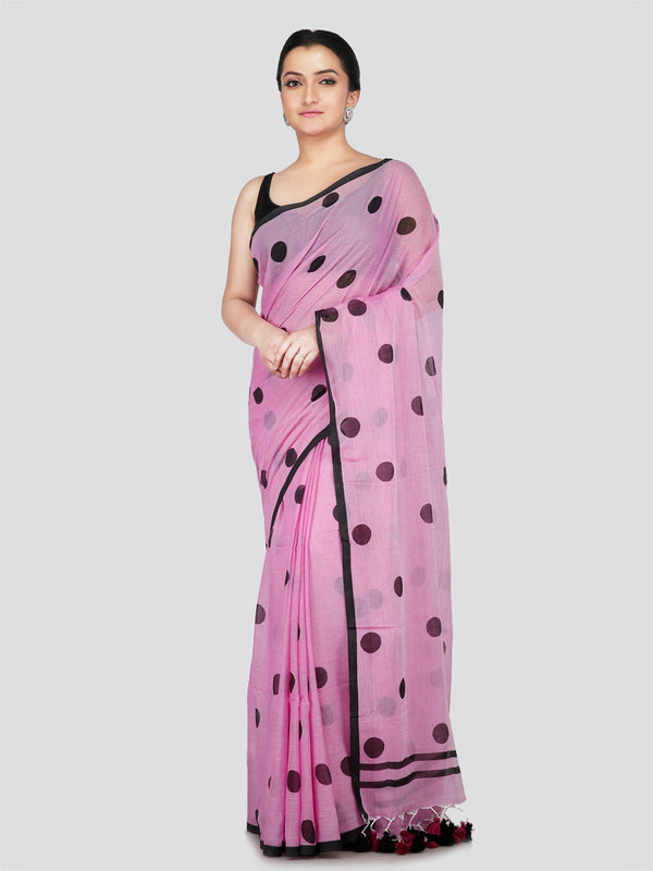 PinkLoom Women's Violet Cotton Saree