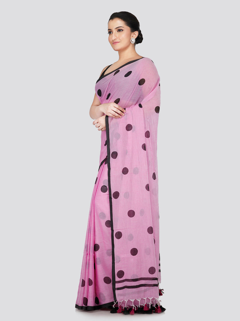 PinkLoom Women's Violet Cotton Saree