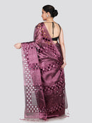 PinkLoom Women's Purple Cut work Cotton Silk Saree