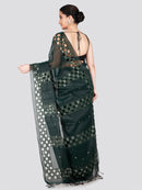 PinkLoom Women's Green Cut work Cotton Silk Saree