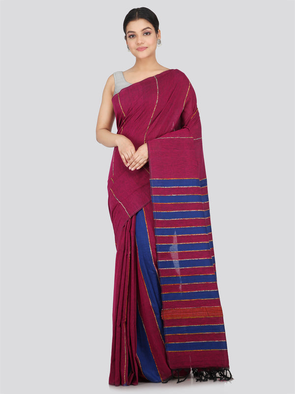 PinkLoom Women's Cotton Khesh Saree With Unstitched Blouse Piece