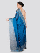PinkLoom Women's Turquoise Blue Silk Saree