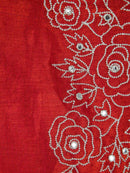 PinkLoom Women's Red Silk Saree