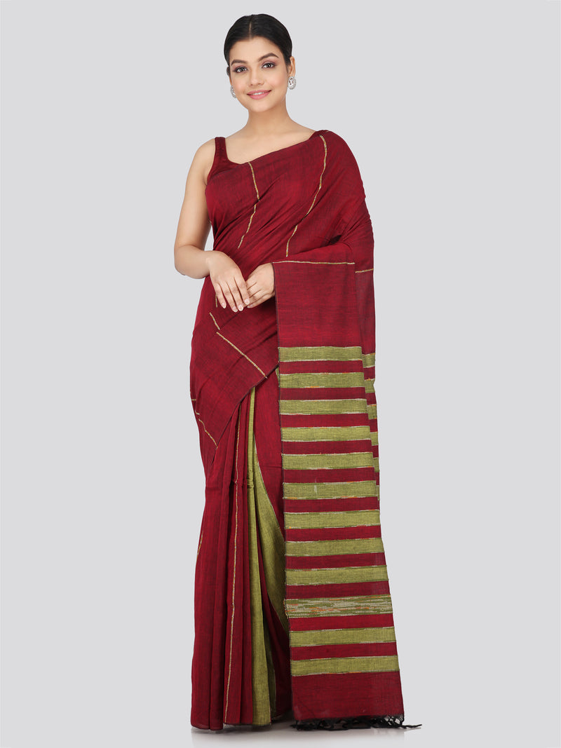 PinkLoom Women's Cotton Khesh Saree With Unstitched Blouse Piece