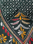 PinkLoom Women's Green Embroidered Kantha Work Silk Saree