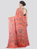 Pinkloom Pink Dual Tone Handloom Silk Embroidered Katha Stitch Work Saree