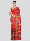 PinkLoom Women's Silk Katha Stich Saree With Unstitched Blouse Piece