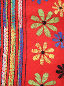 PinkLoom Women's Silk Katha Stich Saree With Unstitched Blouse Piece