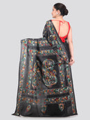 Pinkloom Green Handloom Silk Embroidered Katha Stitch Work Saree