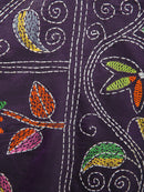 Pinkloom Blue Handloom Silk Embroidered Katha Stitch Work Saree