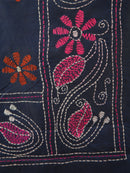 Pinkloom Blue Handloom Silk Embroidered Katha Stitch Work Saree