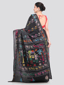 Pinkloom Green Handloom Silk Embroidered Katha Stitch Work Saree