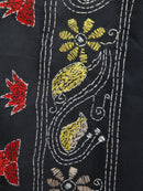 Pinkloom Green Handloom Silk Embroidered Katha Stitch Work Saree