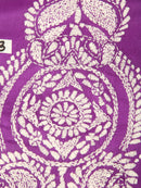 Pinkloom Violet Handloom Silk Embroidered Katha Stitch Work Saree