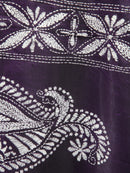 Pinkloom Purple Handloom Silk Embroidered Katha Stitch Work Saree