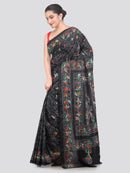 Pinkloom Green Handloom Silk Embroidered Katha Stitch Work Saree