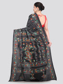 Pinkloom Green Handloom Silk Embroidered Katha Stitch Work Saree