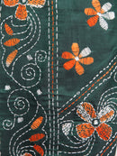 Pinkloom Green Handloom Silk Embroidered Katha Stitch Work Saree