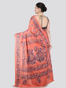 Pinkloom Pink Handloom Silk Embroidered Katha Stitch Work Saree