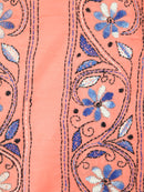 Pinkloom Pink Handloom Silk Embroidered Katha Stitch Work Saree