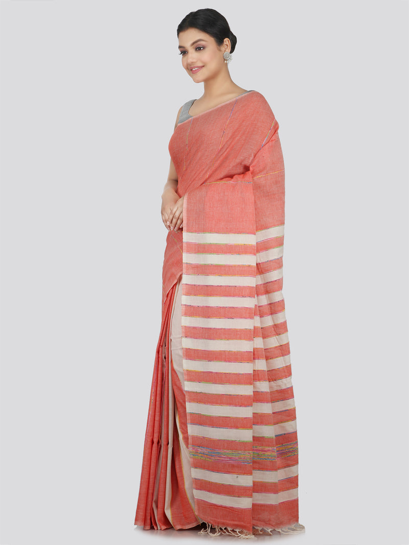 PinkLoom Women's Cotton Khesh Saree With Unstitched Blouse Piece