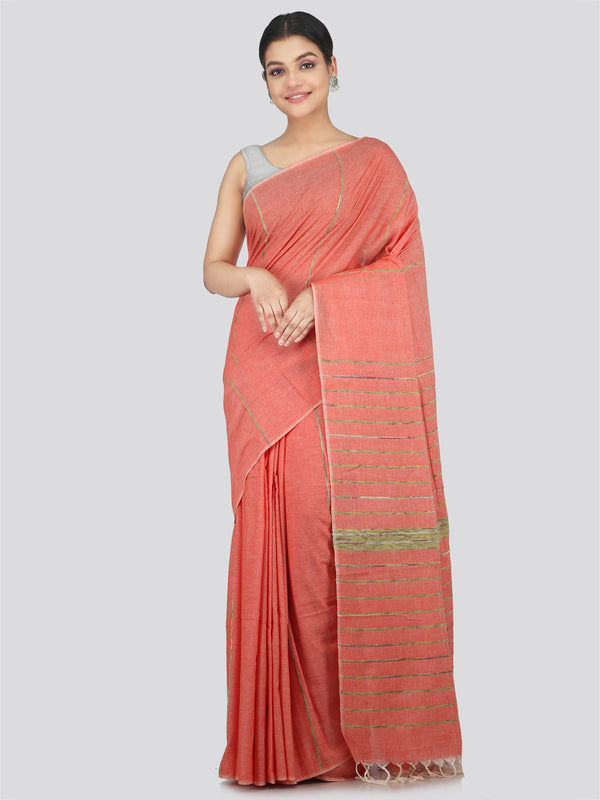 PinkLoom Women's Cotton Khesh Saree With Unstitched Blouse Piece