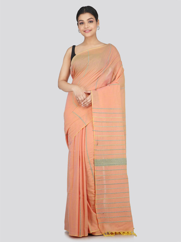 PinkLoom Women's Cotton Khesh Saree With Unstitched Blouse Piece