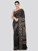 PinkLoom Women's Silk Katha Stich Saree With Unstitched Blouse Piece