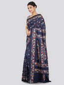 PinkLoom Women's Silk Katha Stich Saree With Unstitched Blouse Piece