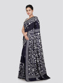 PinkLoom Women's Silk Kantha Stitch Saree With Unstitched Blouse Piece