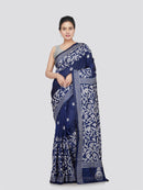 PinkLoom Women's Silk Kantha Stitch Saree With Unstitched Blouse Piece