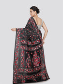 PinkLoom Women's Silk Kantha Stitch Saree With Unstitched Blouse Piece