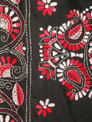 PinkLoom Women's Silk Kantha Stitch Saree With Unstitched Blouse Piece