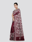 PinkLoom Women's Silk Kantha Stitch Saree With Unstitched Blouse Piece