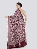 PinkLoom Women's Silk Kantha Stitch Saree With Unstitched Blouse Piece