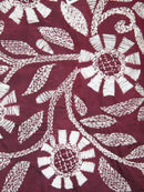 PinkLoom Women's Silk Kantha Stitch Saree With Unstitched Blouse Piece