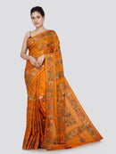PinkLoom Women's Silk Kantha Stitch Saree With Unstitched Blouse Piece