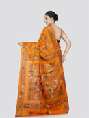 PinkLoom Women's Silk Kantha Stitch Saree With Unstitched Blouse Piece