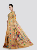 PinkLoom Women's Silk Kantha Stitch Saree With Unstitched Blouse Piece