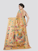 PinkLoom Women's Silk Kantha Stitch Saree With Unstitched Blouse Piece