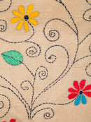 PinkLoom Women's Silk Kantha Stitch Saree With Unstitched Blouse Piece