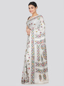 PinkLoom Women's Silk Katha Stich Saree With Unstitched Blouse Piece