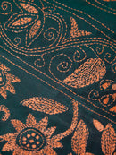 PinkLoom Women's Silk Kantha Stitch Saree With Unstitched Blouse Piece