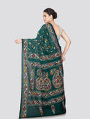 PinkLoom Women's Silk Kantha Stitch Saree With Unstitched Blouse Piece