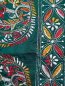 PinkLoom Women's Silk Kantha Stitch Saree With Unstitched Blouse Piece