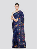PinkLoom Women's Silk Kantha Stitch Saree With Unstitched Blouse Piece
