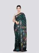 PinkLoom Women's Silk Kantha Stitch Saree With Unstitched Blouse Piece