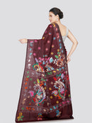 PinkLoom Women's Silk Kantha Stitch Saree With Unstitched Blouse Piece