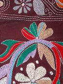 PinkLoom Women's Silk Kantha Stitch Saree With Unstitched Blouse Piece