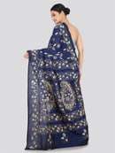 PinkLoom Women's Silk Katha Stich Saree With Unstitched Blouse Piece